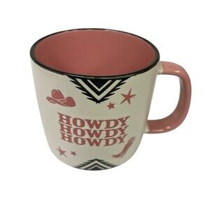 Spectrum Designz Howdy Howdy Howdy Western Rodeo Coffee Mug 17 oz Pink